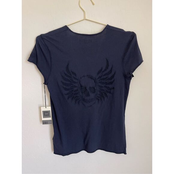 ZADIG & VOLTAIRE Story Skull Wings Fishnet Tee Size Small NWT - Picture 1 of 6